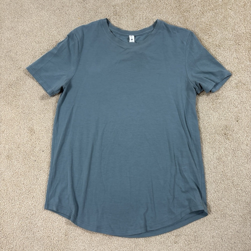 Lululemon Love Curved-Hem Crewneck T-Shirt Green Size 6 Pima Cotton Workout Gym